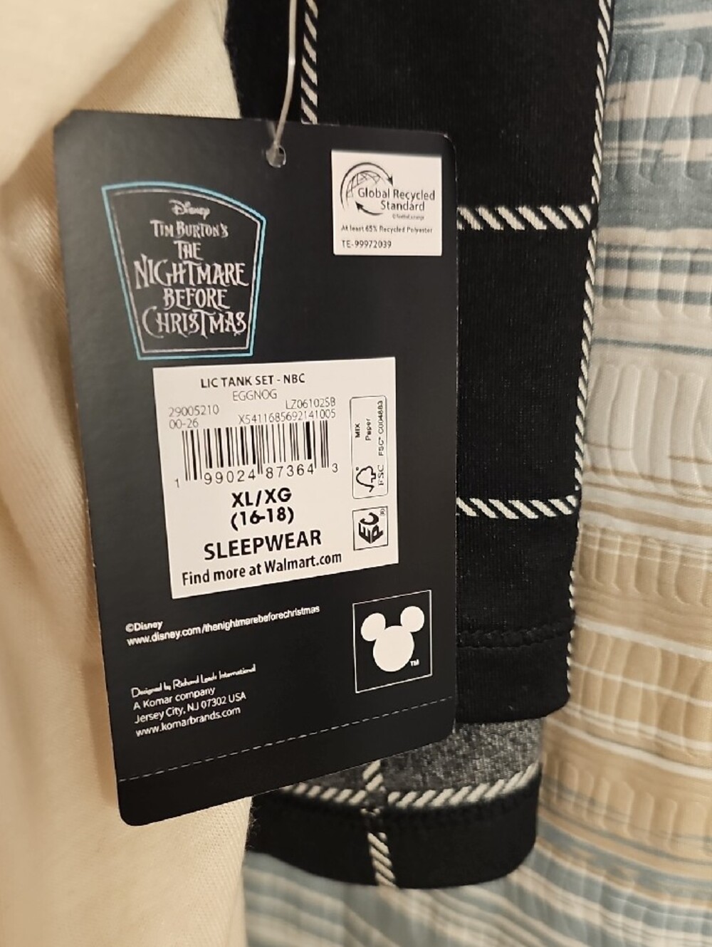 Disney Jack and Sally Tank Top Pajama Set In Cream & Black - Picture 3 of 7